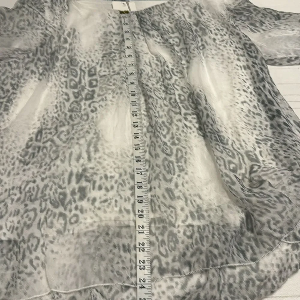 NWT Elena Baldi Grey and White Leopard Print Women's Top - Picture 5 of 7